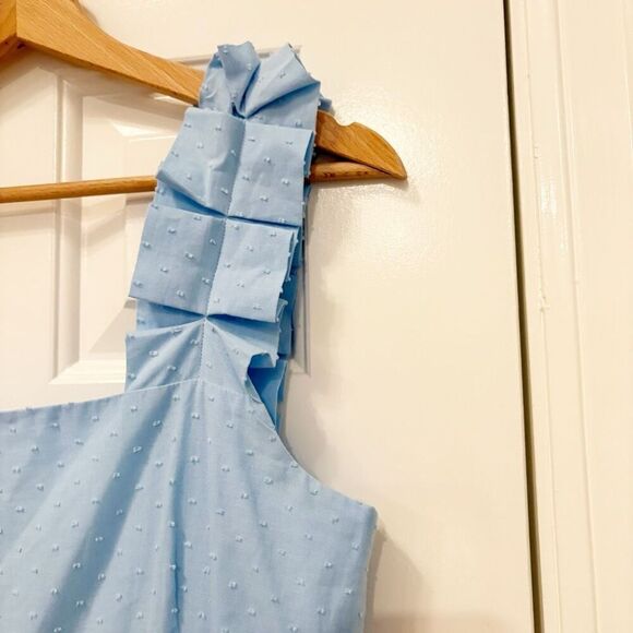 LAKE Lolly Midi Dress Morning Blue Swiss Dot Pockets Small Nap Dress - Picture 6 of 8